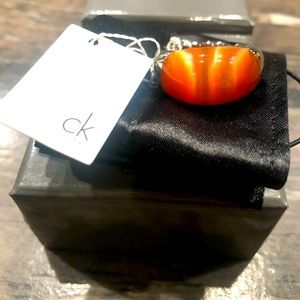 NWT Calvin Klein Orange and silver ring
